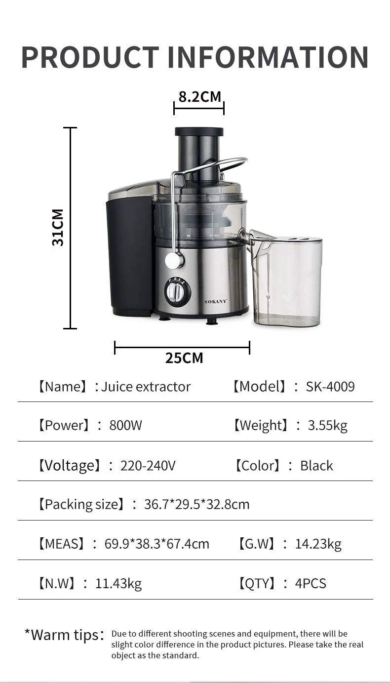 GlowBlend 4-in-1 800W Juicer Extractor