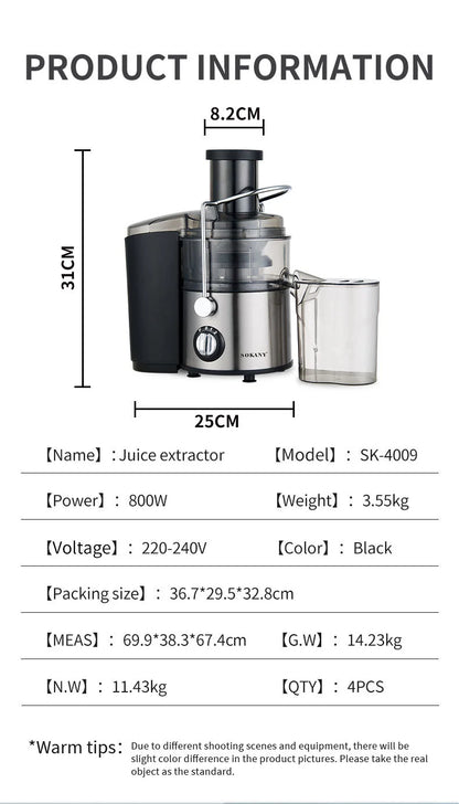 GlowBlend 4-in-1 800W Juicer Extractor